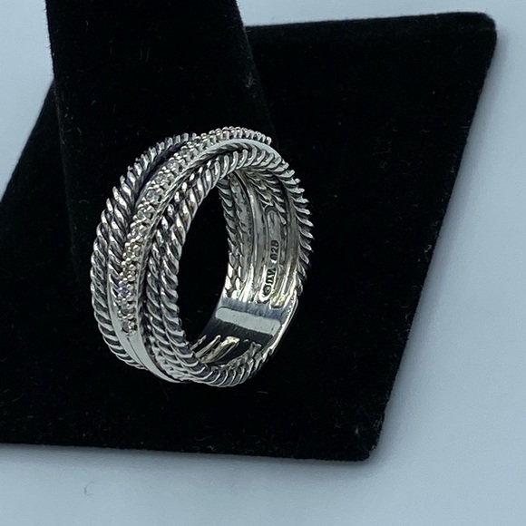 David Yurman Silver Crossover Diamond ring - Picture 6 of 6